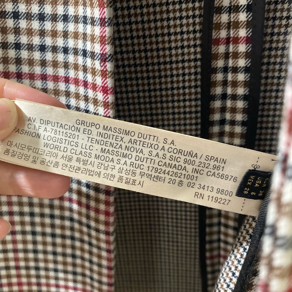Massimo Dutti Checkered Blazer Jacket Size 38 - Picture 5 of 12